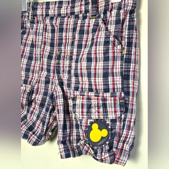 Vintage Disney Mickey Mouse Plaid Cargo Shorts, Size 3T - Picture 2 of 4